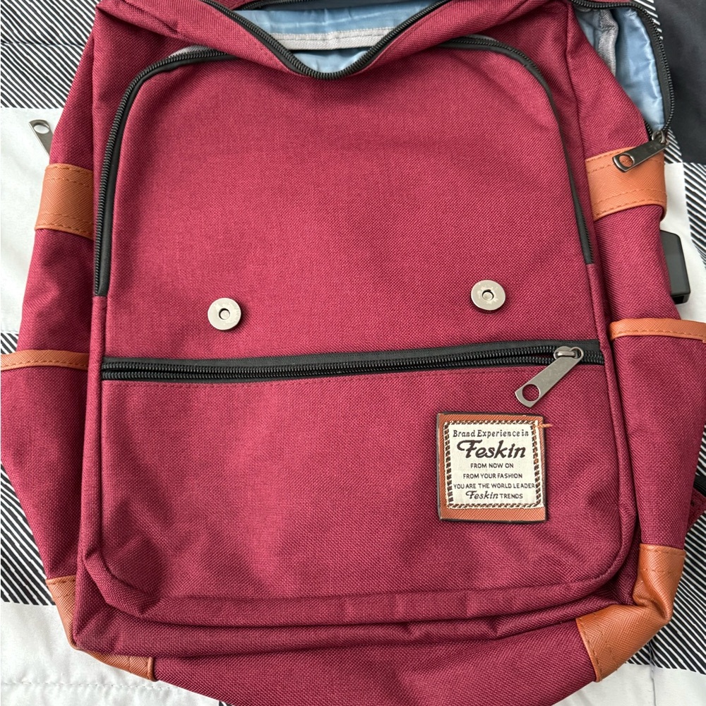 Stylish Red Canvas Backpack - Picture 2 of 4